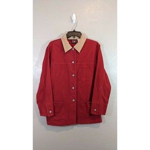 VTG Five Star by Roper Womens Medium Red Corduroy Suede Collar Button Coat